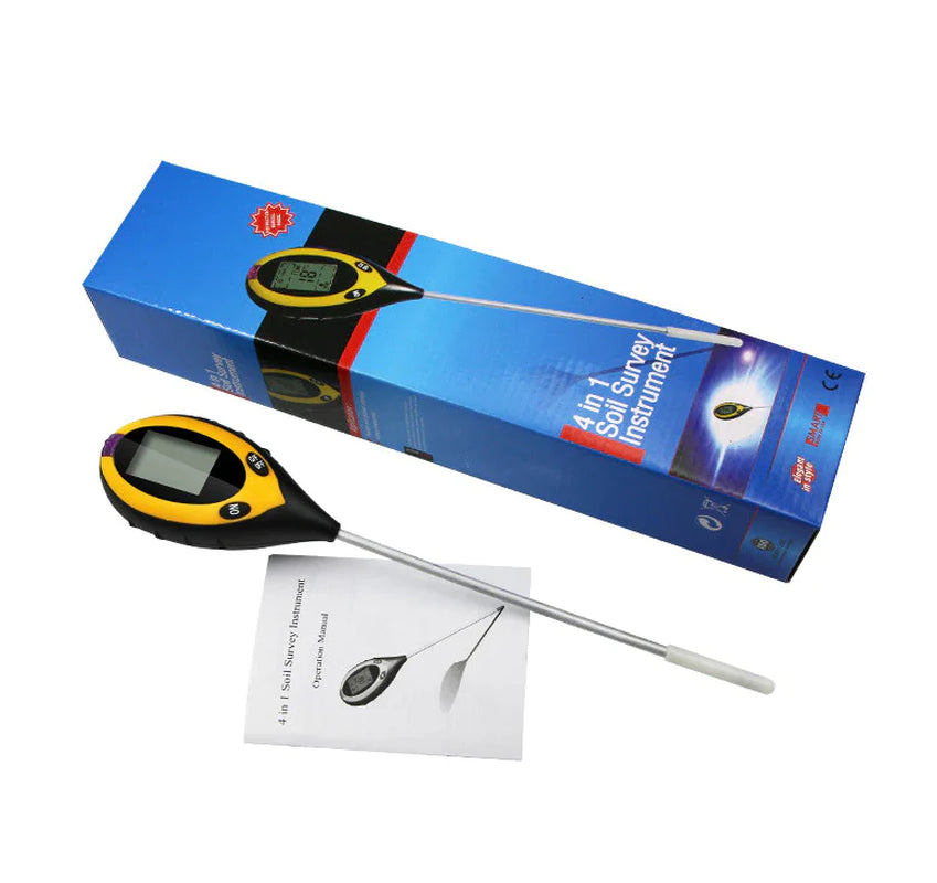 4-in-1 LCD Digital Soil Tester for pH, Moisture, Temperature, and Sunlight Measurement