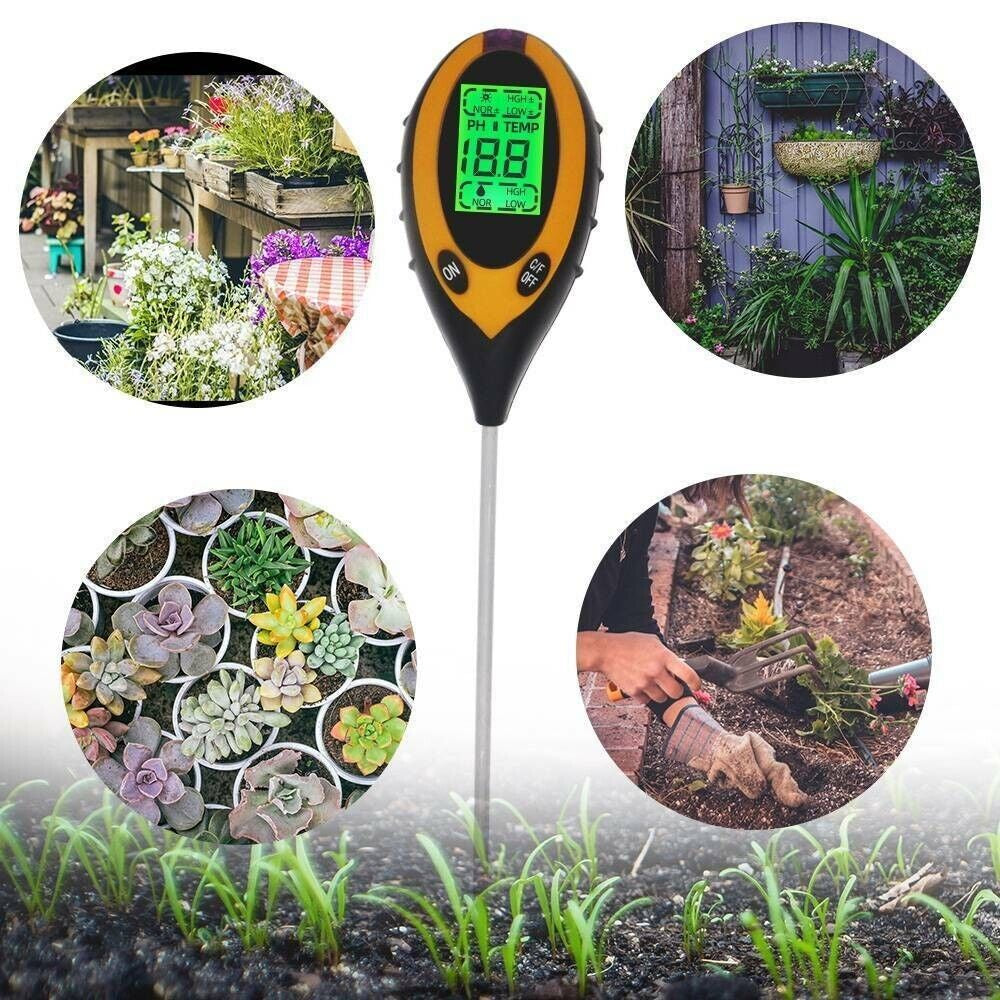 4-in-1 LCD Digital Soil Tester for pH, Moisture, Temperature, and Sunlight Measurement