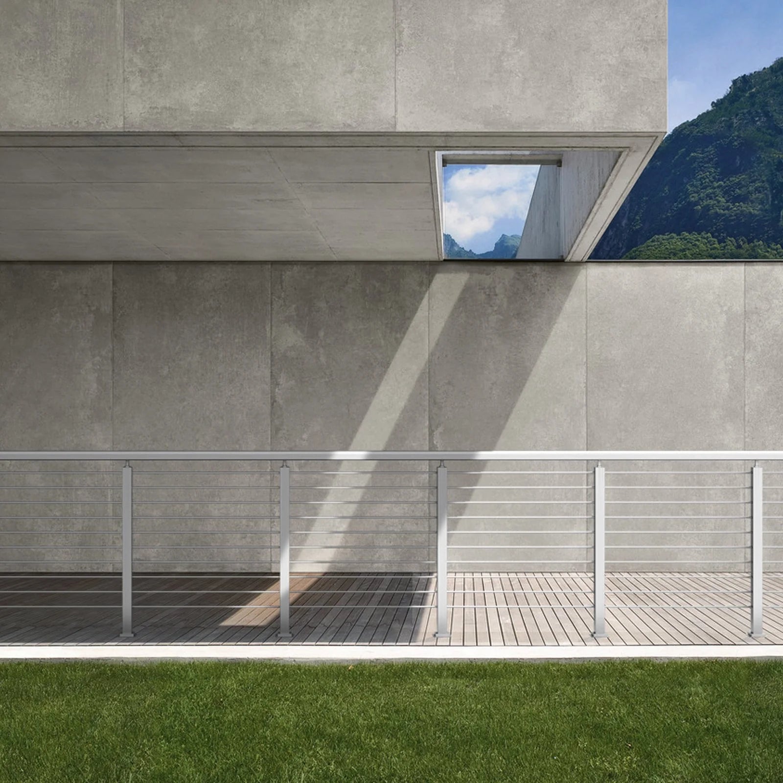 VEVOR Stainless Steel Cable Railing Post for Deck and Stair Applications, Pre-Drilled with Mounting Bracket, 36" x 0.98" x 1.97", Silver Finish