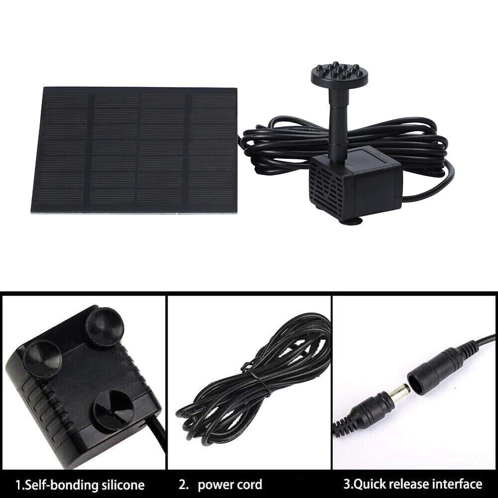 Solar Powered Submersible Floating Water Pump for Bird Baths, Ponds, and Garden Pools