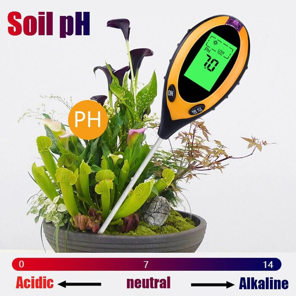 4-in-1 LCD Digital Soil Tester for pH, Moisture, Temperature, and Sunlight Measurement
