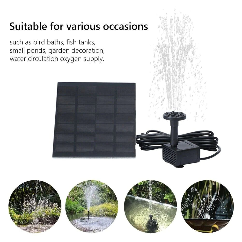 Solar Powered Submersible Floating Water Pump for Bird Baths, Ponds, and Garden Pools